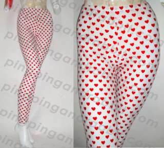 Red Hearts Spandex Leggings Pants Tights Valentine  