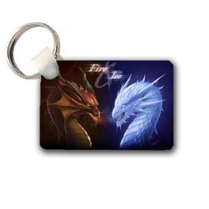  Fire and Ice Dragons Keychain Key Chain Great Unique Gift 