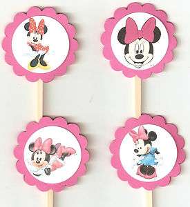 12 Custom MINNIE MOUSE Cupcake Party Toppers Picks / Food Picks 