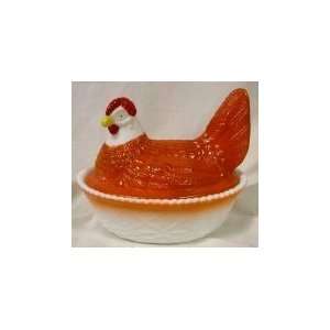  5 Pumpkin Spice Color Hand Painted Chicken on Nest Wooven 