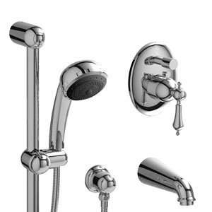   Balance Tub Shower With Diverter And Stops Brushed Nickel w White Cap