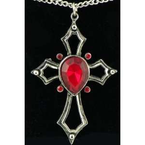   Red Heart Holy Cross Necklace Swarvoski Vampire 