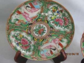 Chinese Canton Famille Rose Cups & Saucers  