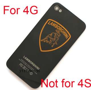 Black Lamborghini Glass Back Battery Cover Case For iphone 4 4G 