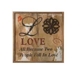  Wilco Imports Love Distressed Wood Wall Art, 13 Inch by 
