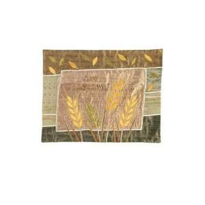 Raw Silk Appliquéd Challah Cover / Wheat in Gold Design