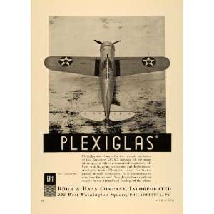  1938 Ad Rohm Haas Plexiglas Brewster XF2A 1 Aircraft 
