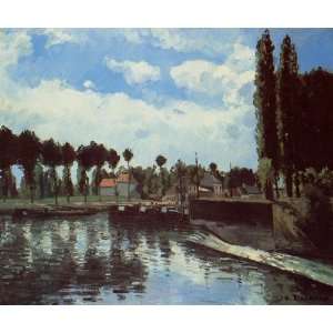  Oil Painting The Lock at Pontoise Camille Pissarro Hand 