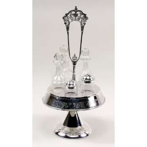  Castor Bottle Set with Metal Frame in Silver Finish by AA 