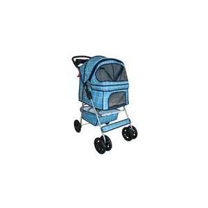  Classic Blue Grid 4 Wheel Pet Stroller
