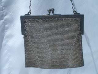 Antique German Silver Soldered Mesh Purse Handbag  