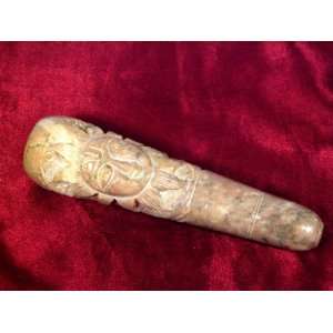  Carved Sun God Marble Tobacco Smoking Chillum Pipe 