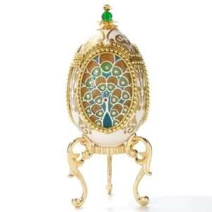  Faberge Style Imperial Peacock Handcrafted Egg w/ 24K 