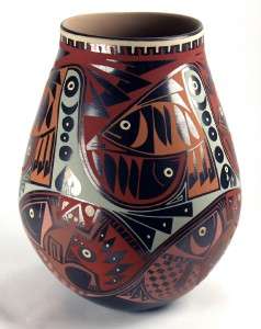   Ortiz Pottery   Virginia Maria Hernandez Chavez   Fish Olla  