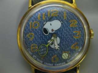 Vintage 1958 Animated Snoopy Watch Playing Tennis Gold  