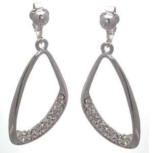  Solange Silver Crystal Clip On Earrings Jewelry
