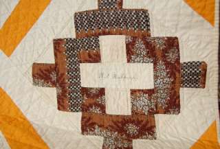   Signature Patch Antique Quilt ~NICE Cheddar Gating & Early Browns