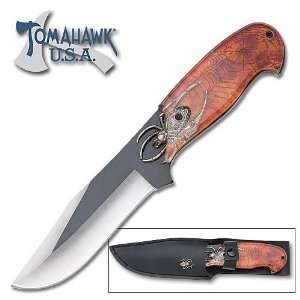  Bowie Hunting Knife & Sheath   Flaming Spider Sports 