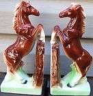vintage brown and white horse ceramic bookend set crite $ 144 49 15 % 