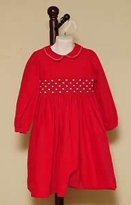 Carriage Boutique Smocked 6y 6 Holiday Red Dress  