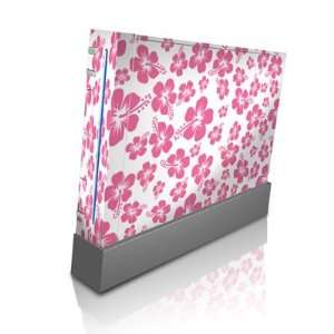  Pink Hibiscus Design Skin Decal Sticker for Nintendo Wii 