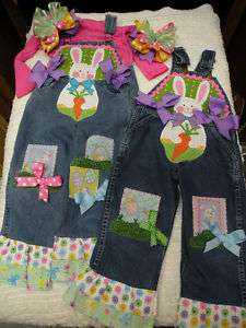 boutique easter egg bunny chic embellished overalls  