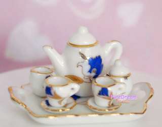 12 Dollhouse Porcelain CHINA Tea Set 8PCS DC031  