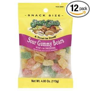 Snak Club Sour Gummy Bears, 4 Ounce Bags Grocery & Gourmet Food