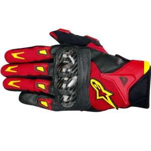 Alpinestars SMX 2 Air Carbon Fiber Leather Motorcycle Gloves Black/Red 