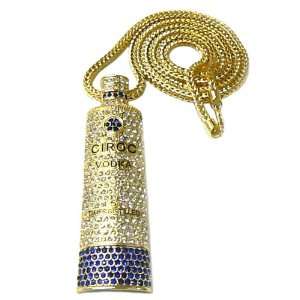  Iced Out CIROC Vodka Pendant w/36 Franco Chain Gold 