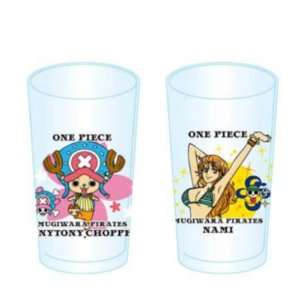 One Piece Mugiwara Pirates 2P Glass Cup Set   Tony Tony Chooper & Nami