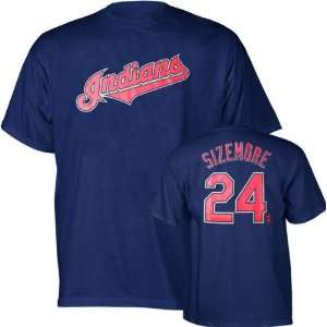  Grady Sizemore Majestic Player Name and Number Navy 