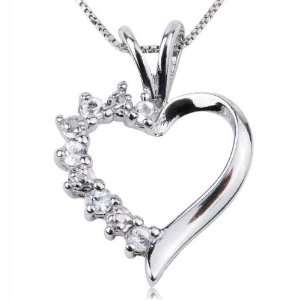   Topaz and Diamond Accent Dual Textured Modern Heart Pendant Jewelry