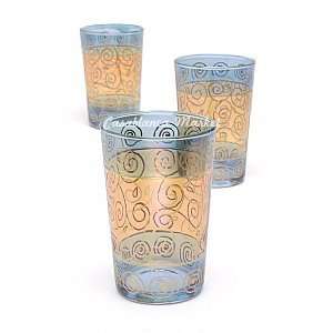  Moroccan Tea Glass Smara Gold Blue (Set of 6) Kitchen 