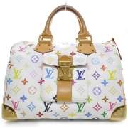 LOUIS VUITTON Multicolor SPEEDY 30 Tote Bag Purse White  