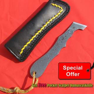 Original Stag Horn Damascus Knife & Free Small Damascus Knife  