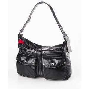  Clava Leather 84057BLK Kiki Shoulder Bag in Glazed Black 