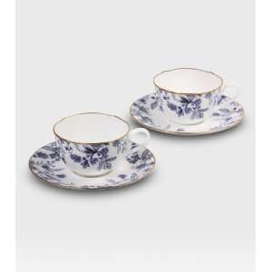  Noritake Blue Sorrentino   Set of 2 Cups & Saucers 