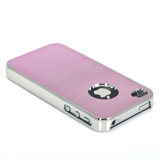 Silver Deluxe Aluminum W/Chrome Hard Back Case Cover For iPhone 4 4S 