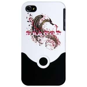  iPhone 4 or 4S Slider Case White Dragon Grafitti Grunge 