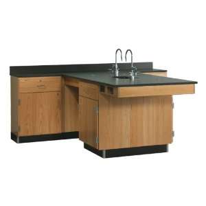  Perimeter Lab Workstation with Door/Drawer Cabinets 