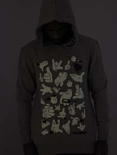 TWO ANGLE Glow In The Dark Gangsta Mickey Hands Hoody  