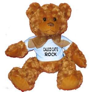 Calico Cats Rock Plush Teddy Bear with BLUE T Shirt
