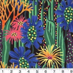  45 Wide Clowning Around Sea Flowers Black Fabric By The 