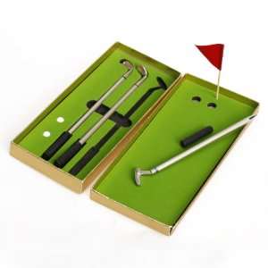   Golf Club Pen Set Ballpoint Pens 3 Piece   Golden Box