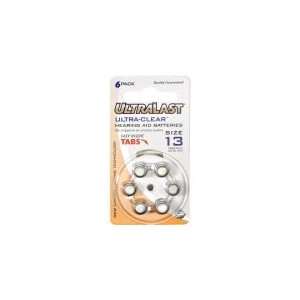   Ultra Clear Hearing Aid Battery Retail Pack   Size 13 Electronics