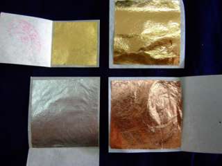 200 Silver Gold Copper Mimic Brass Leaf Sheet +Kit Tool  