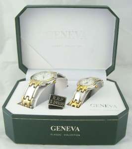 Geneva Quartz Classic Collection His & Her Watch Gift Set Gold Silver 