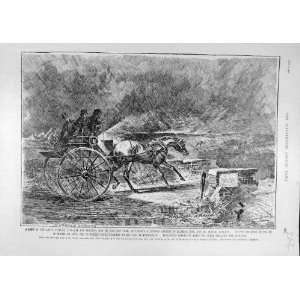  1890 Ellimans Sturgess Horse Carriage Rain Storm Print 