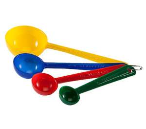 PLASTIC MEASURING SPOON SET on a Ring   Multi colored  